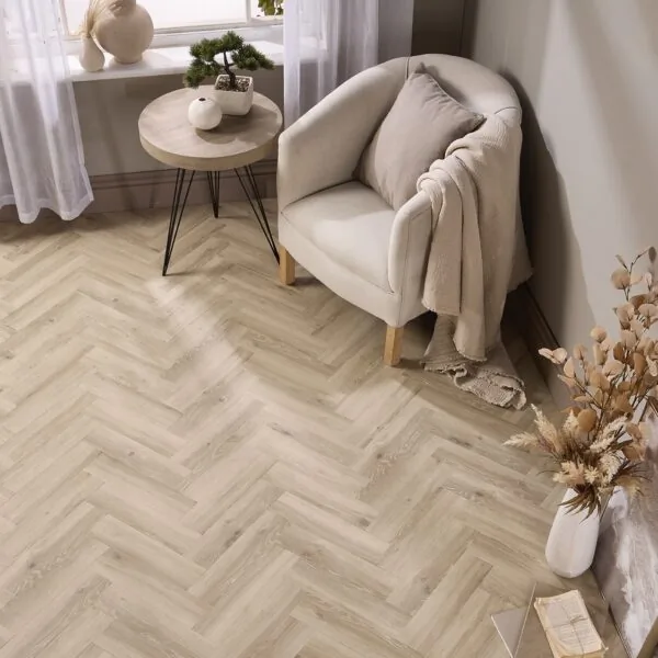 Bond 2.5mm Toledo Oak Herringbone Glue Down LVT Flooring