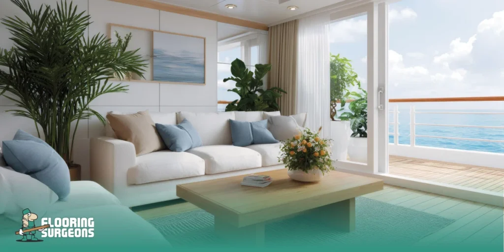 Waterproof vinyl flooring is very common in houseboats and marine living areas because it deals with moisture much better than wood floors