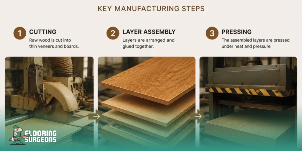 How Engineered Wood Flooring Is Manufactured Step by Step manufacturing steps of engineered wood flooring