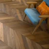 Double Smoked Oak Chevron Engineered Wood Flooring in modern living room