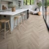 Flair 12mm Malted Grey Oak Herringbone Laminate Flooring kitchen