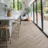 Flair 12mm Malted Grey Oak Herringbone Laminate Flooring kitchen