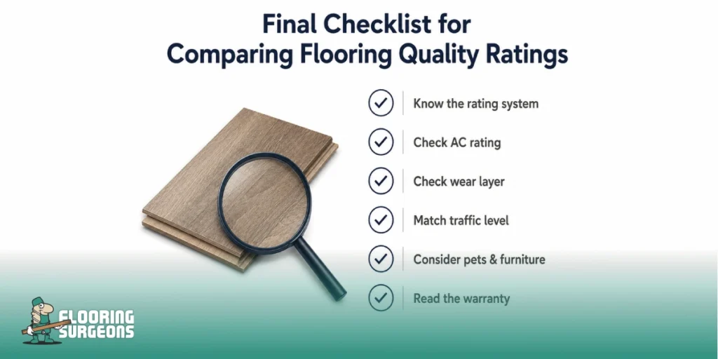 Final Checklist for Comparing Flooring Quality Ratings