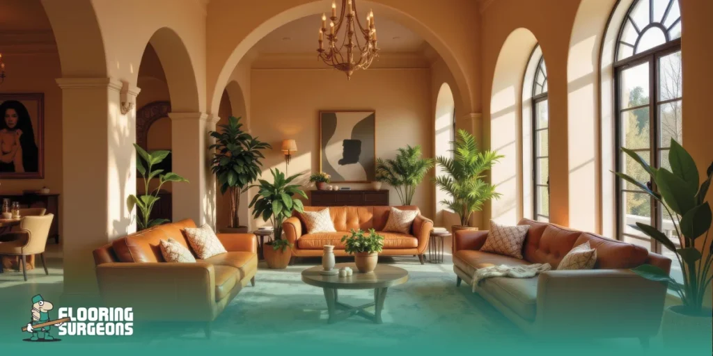 oordinated color palette living room warm tones