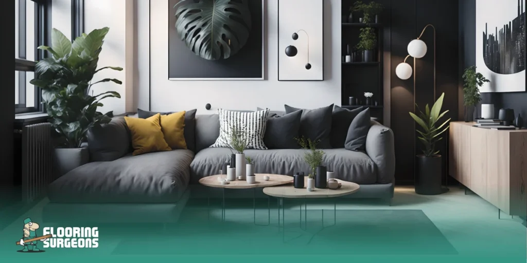 dark charcoal wall modern living room