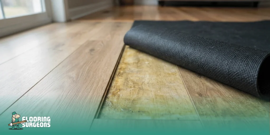 Do Rubber-Backed Rugs Damage Vinyl Flooring Vinyl flooring contains plasticizers that help keep the material flexible, while some rug backings contain compounds that can react with that surface over time.