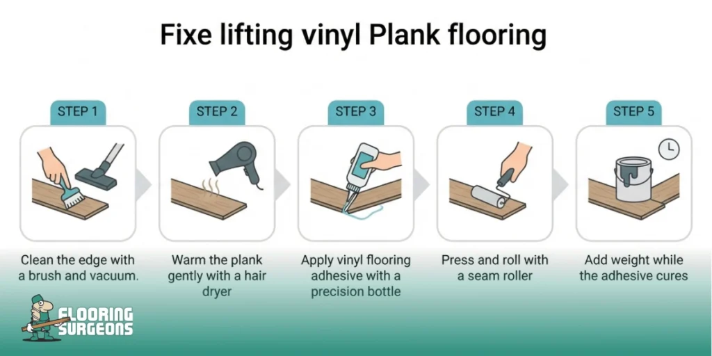 Stop Vinyl Flooring Lifting at the Edges How to Fix Lifting Vinyl Plank Flooring Step by Step