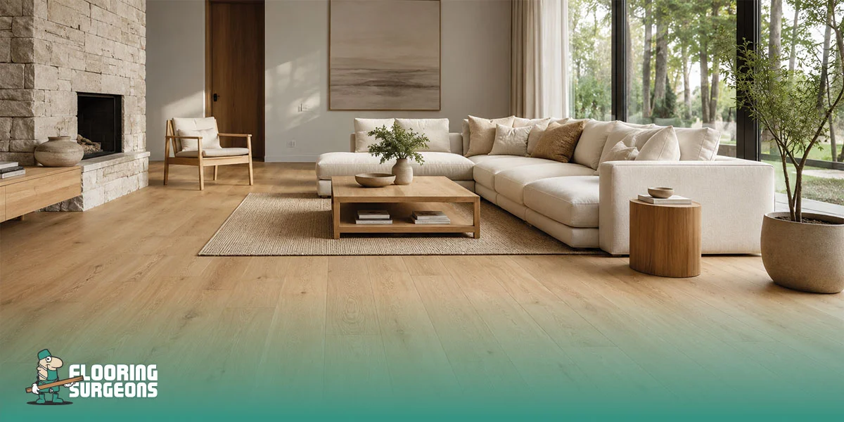 beige engineered wood floor