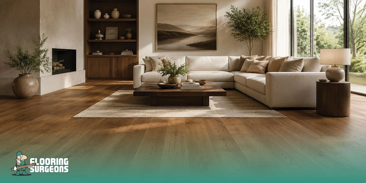 brown engineered wood floor