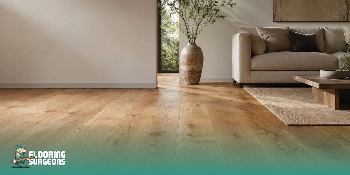 brushed and lacquered solid wood floor