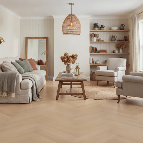Anchor 3mm Sandstone Oak Herringbone Glue Down LVT Flooring